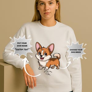 Chibi Corgi Hoodie with Custom Dog Name – Personalized Sweatshirt Gift for Short-Legged Dog Fans,