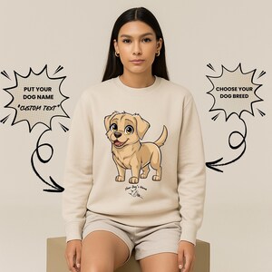 Sudadera con capucha personalizada con nombre de perro Labrador: sudadera personalizada con dibujos animados de Chibi, regalo para dueños de mascotas.
