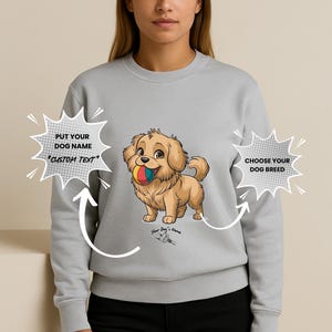 Sudadera con capucha de golden retriever con nombre personalizado: sudadera de perro chibi, regalo para mamá y papá de mascotas.