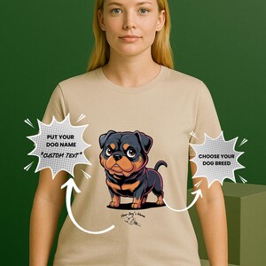 Rottweiler Personalized Name T-Shirt – Chibi Dog Tee for Loyal Pet Lovers,
