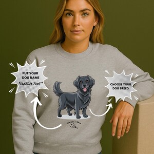 Flat-Coated Retriever Chibi Shirt with Custom Name – Personalized Sweatshirt or Hoodie Gift for Dog Lovers,