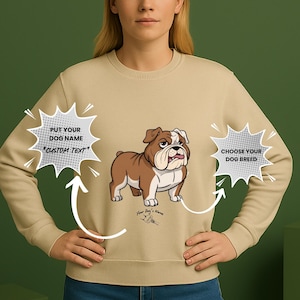 Bulldog Chibi Dog Shirt with Name – Custom Wrinkly Face Hoodie or Sweatshirt Gift,
