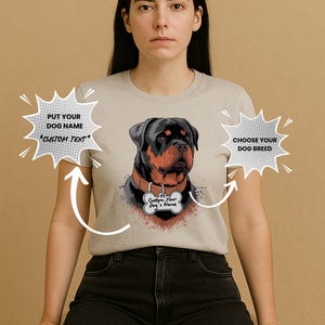 Custom Rottweiler Portrait Shirt with Dog Name Tag, Personalized Pet Gift Tee, Loyal Dog Lover T-Shirt for Mom or Dad,