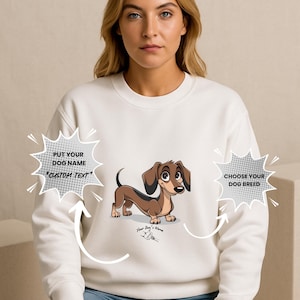 Sudadera personalizada de Dachshund: sudadera con capucha chibi con nombre de perro personalizado para amantes de los perros salchicha.