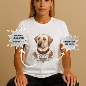 Custom Labrador Portrait Shirt with Dog Name Tag, Personalized Pet Gift Tee, Dog Lover T-Shirt for Mom or Dad,