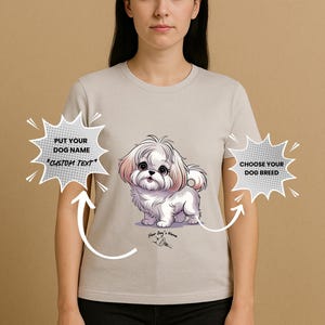 Custom Name Maltese Dog T-Shirt – Chibi Style Personalized Tee Gift for Fluffy Pup Lovers,