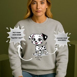 Personalized Dalmatian Hoodie with Custom Dog Name – Chibi Sweatshirt Gift for Spotted Dog Fans,