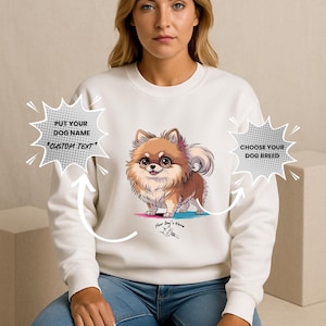 Sudadera con nombre personalizado de Pomerania: sudadera o camisa estilo chibi, regalo para amantes de los perros peludos.