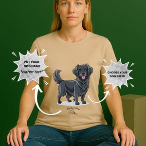Custom Flat-Coated Retriever Tee – Personalized Dog Name Chibi Shirt for Pet Mom and Dad,