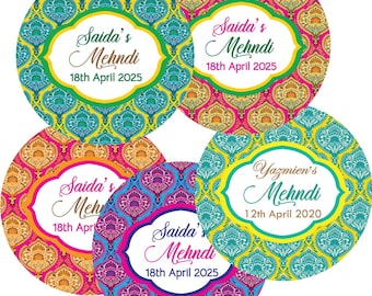Personalised Glossy Wedding MEHNDI DHOLKI HENNA Mayun Stickers Labels