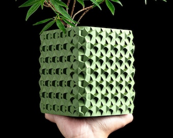Unique Planter Pot, Desk Plant Organizer, Sculptural Indoor Accent, Decorative Foliage, Compact Olive Accessory