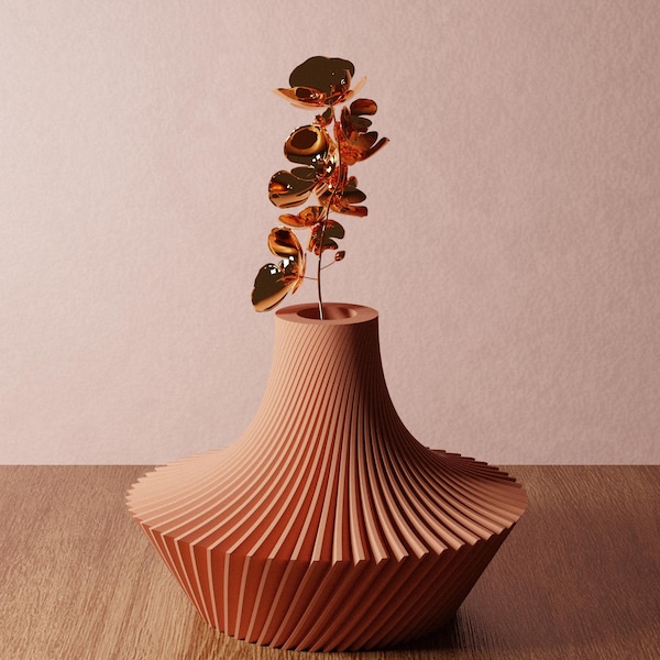 Modern TERRACOTTA Minimalist Vase "BELL" - Original and Unique Decor, Ready for Gifting, Textured