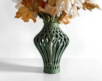 Abstract Vase, Modern Tabletop Accent, Abstract Flower Holder, Minimalist Organic Shape Olive Desk Display