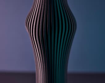 Curvaceous Ribbed Vase, Dried Botanical Display, Pampas Arrangement, Mantel Decor