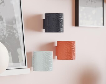 Unique Wall Mounted Planter, Modern Decorative Flowering Container, Contemporary Circuit Pattern Accent, Art Deco