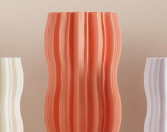 Artistic Geometric Wave Vase, Modern Ripple Vessel, Stylish Dried Flower Holder, Minimalist Desk Accent