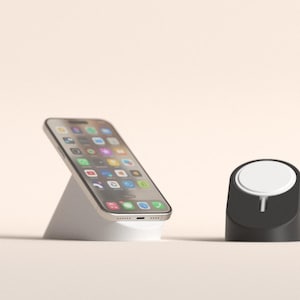 Modern Minimalist MagSafe Smartphone Stand, Art Deco Angled Charger Dock, Magnetic Desk Organizer Nightstand