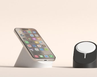 Modern Minimalist MagSafe Smartphone Stand, Art Deco Angled Charger Dock, Magnetic Desk Organizer Nightstand