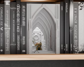 Original Art Deco Book Nook Lamp, NeoGothic Cathedral Shelf Light, Artistic Architectural Bookshelf Illuminated