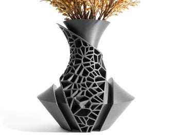 Artistic Vase, Contemporary Curved Vessel, Decorative Table Accent, Floral Holder, Dried Flower Organizer