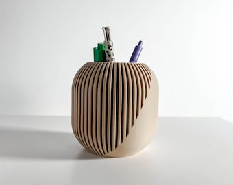 Pen Holder, Sculptural Desk Cup, Contemporary Pencil Organizer, Workstation Essentials, Minimal Modern Office Accessory