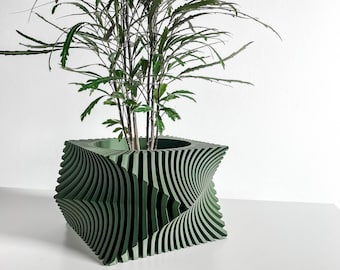 Modern Geometric Planter Pot, Artistic Herb Holder, Cubic Stylish Succulent Display, Japandi Style Desktop