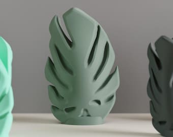 Unique Stylish Monstera Leaf Vase, Minimalist Botanical Vessel, Modern Tabletop Accent Sculpture, Art Deco