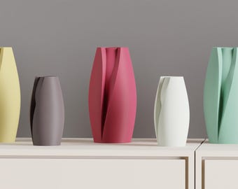 Tulip Inspired Minimalist Vase, Geometric Sculptural Contemporary Flowers Holder, Unique Japandi Style Art Deco
