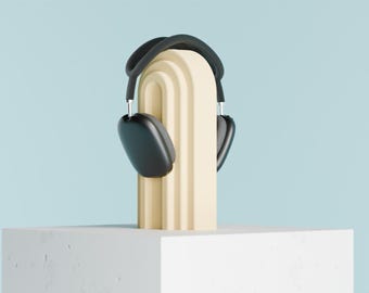 Modern Art Deco Headphone Stand, Original Arch Headset Holder, Minimal Desk Organizer, Geometric Accent