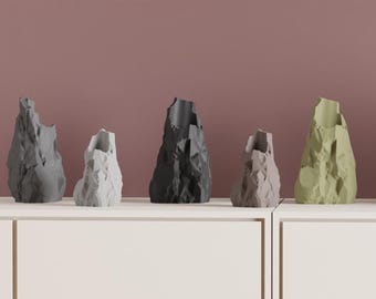 Rock Inspired Vase, Organic Textured, Dried Pampas Arrangements, Housewarming Gift
