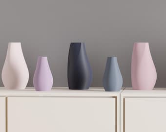 Elegant Original Japandi Style Vase, Modern Curved Tabletop Vessel, Contemporary Minimalist Dried Flower Holder