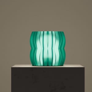 Elegant Wave Cylinder Lamp, Modern Bedside Illuminating, Sculptural Ambient Nightstand Accent, Art Deco Light