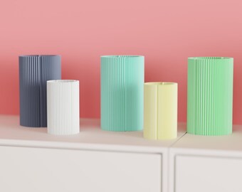 Elegant Vase Ribbed Vertical Fluted, Geometric Architectural Desk Accent, Modern Nordic Style Art Deco