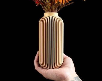 Jarrón de diseño, aspecto cerámico moderno, portaflores nórdico, decoración arquitectónica, adorno artístico para estantería.
