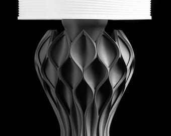 Ambient Bedside Lamp, Sculptural Night Light, Small Minimalist Desk Illuminator, Modern Design Shade