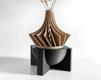 Sculptural Plant Stand, Interior Riser, Contemporary Pedestal for Planters, Minimalist Japandi Design