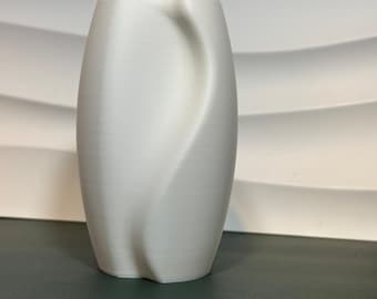 Wave Vase, Asymmetric Ripple Silhouette, Pampas Botanical Display, Terracotta Black