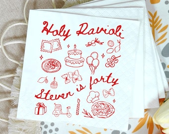 Guardanapos personalizados para festa de aniversário italiana, guardanapo para quem completa trinta anos.
