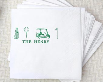 Personalized Golf Cocktail Napkins: Custom Print, &#39;Let&#39;s Par Tee&#39;