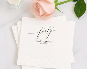 Personalized 40th Birthday Cocktail Napkins: Custom Party Decor
