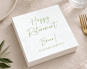 Custom Cocktail Napkins for Retirement Party, Congrats Retired Napkin, Happy Retirement Celebration