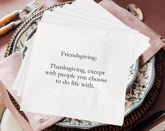 Personalized Thanksgiving Luncheon Napkins, Friendsgiving  Party Napkin