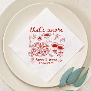 That&#39;s Amore Bachelorette Napkins, Personalized Cocktail Napkins, Pizza Napkin, Bachelorette Italian Theme, Party Decor , Print Napkins