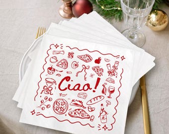 Ciao That's Amore Napkins, Italian Bachelorette Party Decor