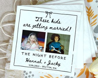 Custom Wedding Cocktail Napkins, Personalized Rehearsal Dinner, Bridal Shower