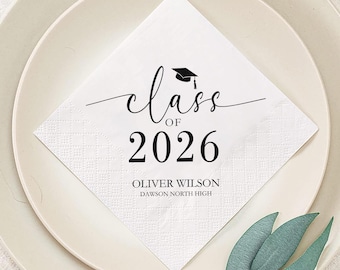 Personalized Class of 2026 Graduation Napkins, Grad Party Decorations