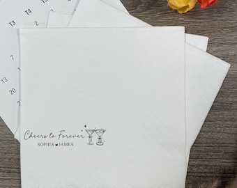 Custom The Night Before Beverage Napkin, Cheers to Forever, Rehearsal Dinner Cocktail Napkin, Napkins for Wedding, Bridal Shower, Engagement