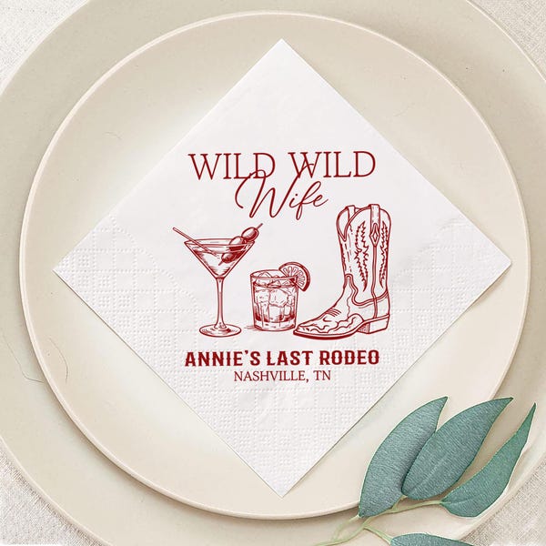Wild Wild Wife Bachelorette Napkin, Last Rodeo, Cowgirl Bridal Shower, Western Party Decor