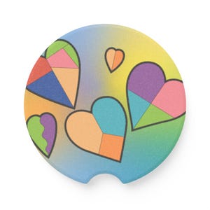 Artistic Hearts Car Coaster - Gifts for Him and Her,  Car Lovers, Unique Car Accessory.