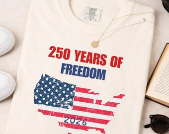 -shirt vintage carte des Etats-Unis 250 ans de liberté | T-shirt patriotique drapeau américain, chemise souvenir célébration anniversaire 2026 États-Unis